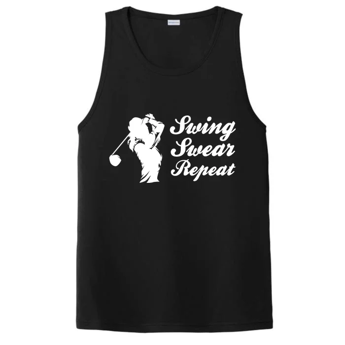 Funny Golf Swing Swear Repeat Female Golfer Version Performance Tank