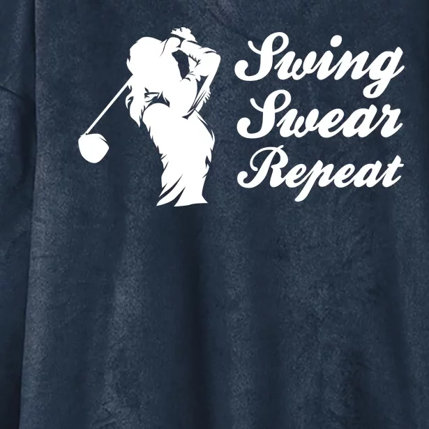 Funny Golf Swing Swear Repeat Female Golfer Version Hooded Wearable Blanket