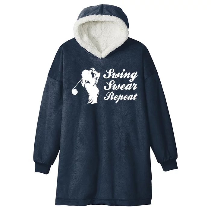 Funny Golf Swing Swear Repeat Female Golfer Version Hooded Wearable Blanket