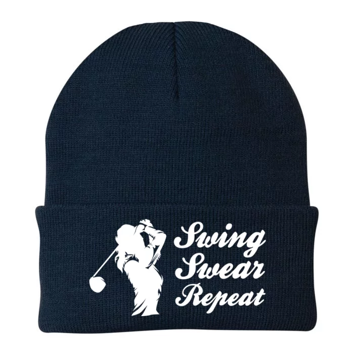 Funny Golf Swing Swear Repeat Female Golfer Version Knit Cap Winter Beanie