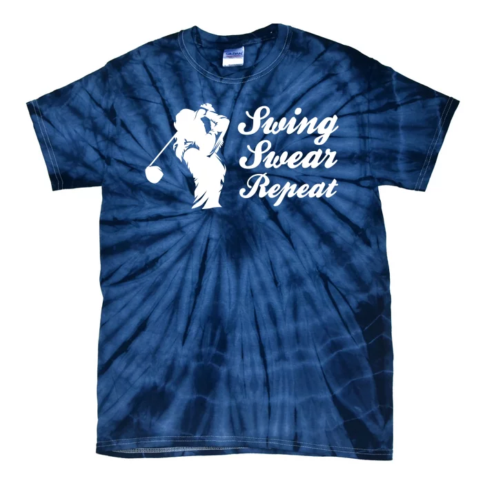 Funny Golf Swing Swear Repeat Female Golfer Version Tie-Dye T-Shirt