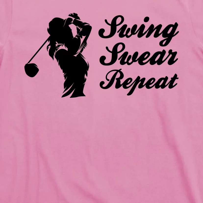 Funny Golf Swing Swear Repeat Female Golfer Version T-Shirt