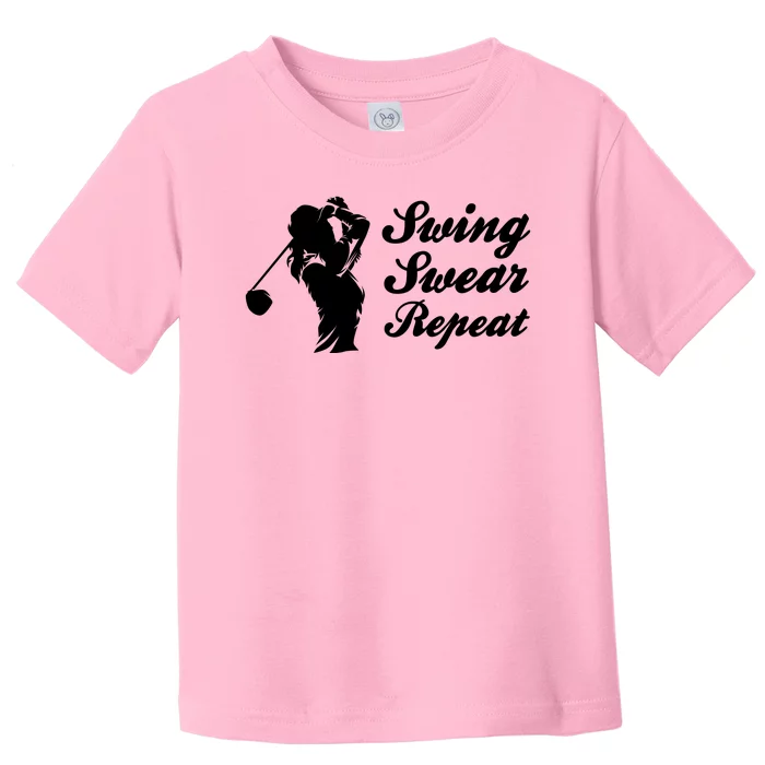 Funny Golf Swing Swear Repeat Female Golfer Version Toddler T-Shirt