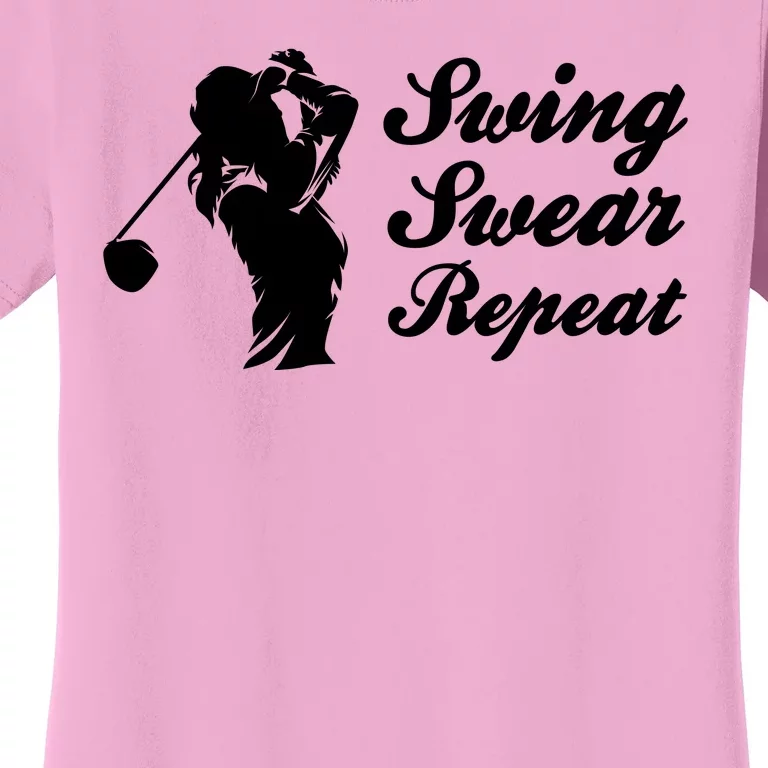 Funny Golf Swing Swear Repeat Female Golfer Version Women's T-Shirt