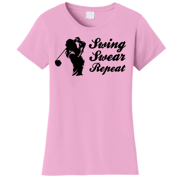 Funny Golf Swing Swear Repeat Female Golfer Version Women's T-Shirt