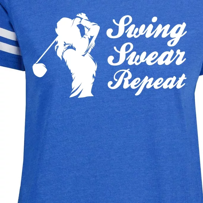 Funny Golf Swing Swear Repeat Female Golfer Version Enza Ladies Jersey Football T-Shirt