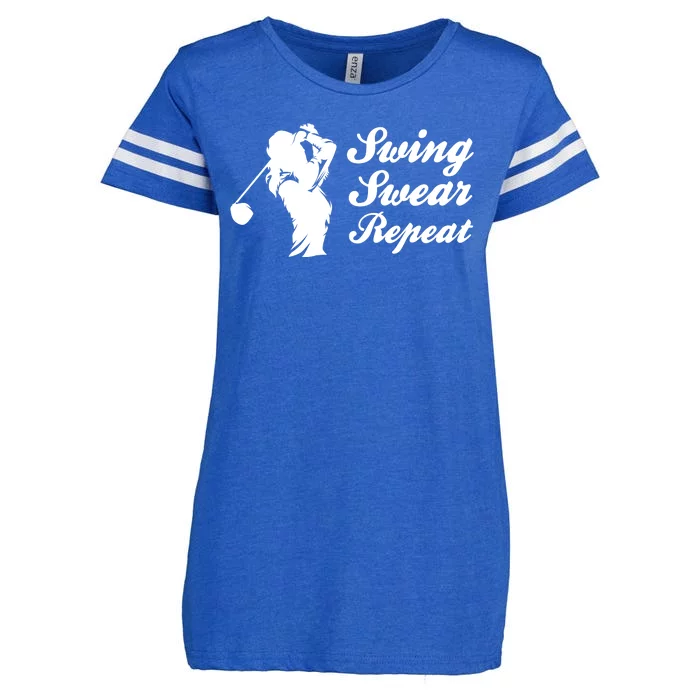 Funny Golf Swing Swear Repeat Female Golfer Version Enza Ladies Jersey Football T-Shirt