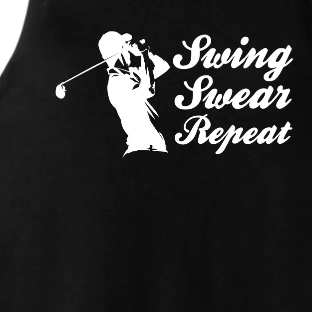 Funny Golf Swing Swear Repeat Male Golfer Version Ladies Tri-Blend Wicking Tank