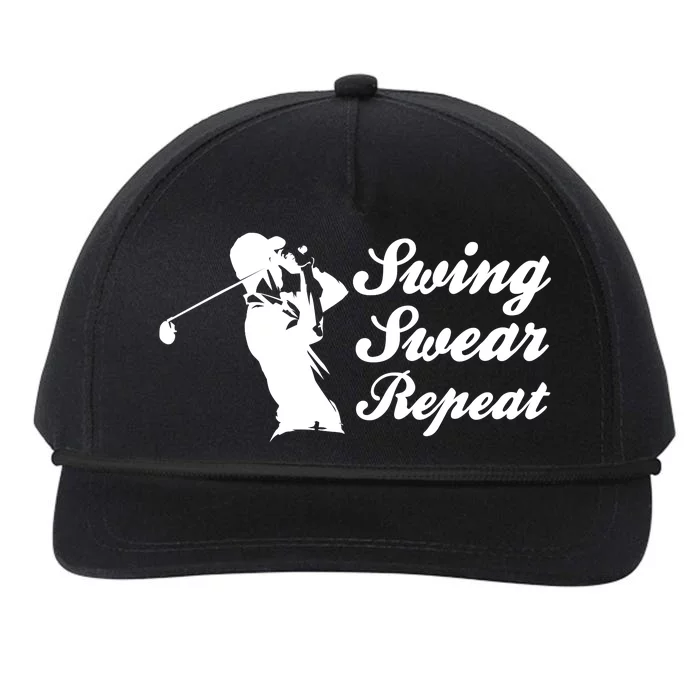 Funny Golf Swing Swear Repeat Male Golfer Version Snapback Five-Panel Rope Hat