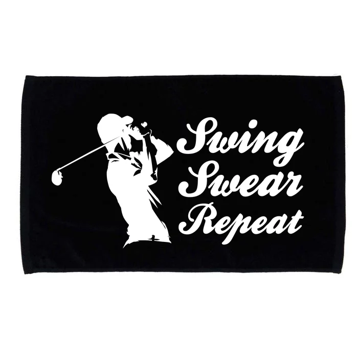 Funny Golf Swing Swear Repeat Male Golfer Version Microfiber Hand Towel