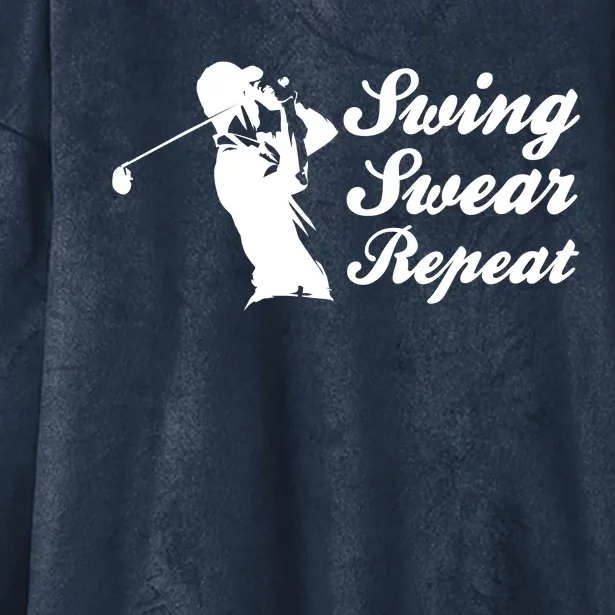 Funny Golf Swing Swear Repeat Male Golfer Version Hooded Wearable Blanket