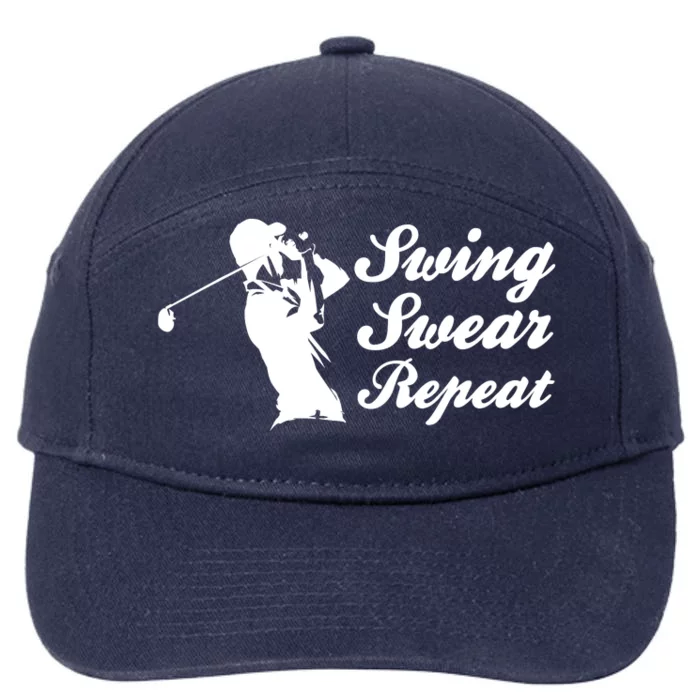 Funny Golf Swing Swear Repeat Male Golfer Version 7-Panel Snapback Hat