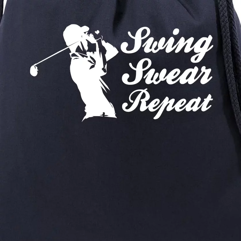 Funny Golf Swing Swear Repeat Male Golfer Version Drawstring Bag