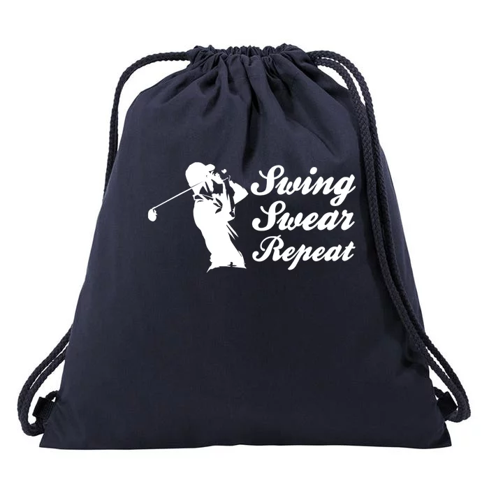 Funny Golf Swing Swear Repeat Male Golfer Version Drawstring Bag