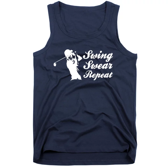 Funny Golf Swing Swear Repeat Male Golfer Version Tank Top