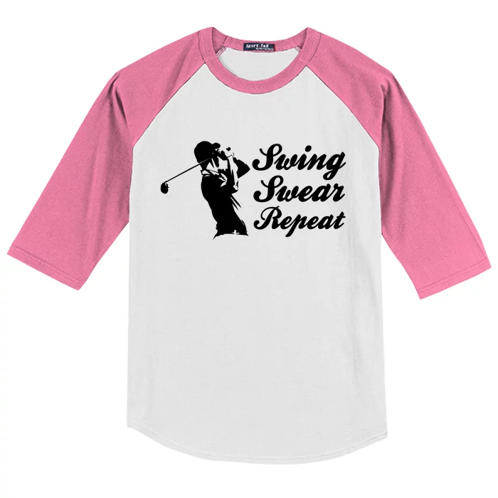 Funny Golf Swing Swear Repeat Male Golfer Version Kids Colorblock Raglan Jersey