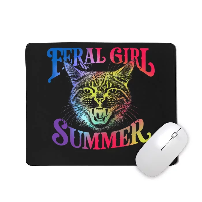 Feral Girl Summer Funny Cat Vintage Mousepad