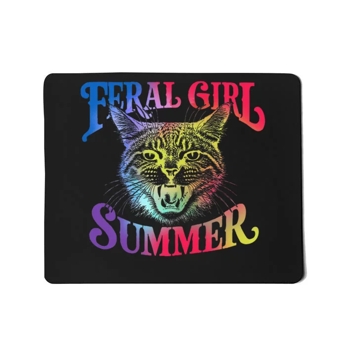 Feral Girl Summer Funny Cat Vintage Mousepad