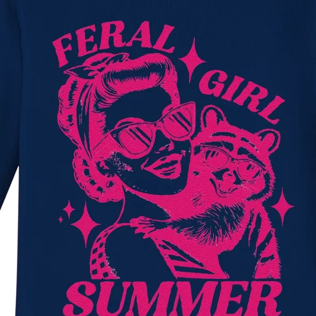 Feral Girl Summer Funny Feral Girl Summer Baby Long Sleeve Bodysuit