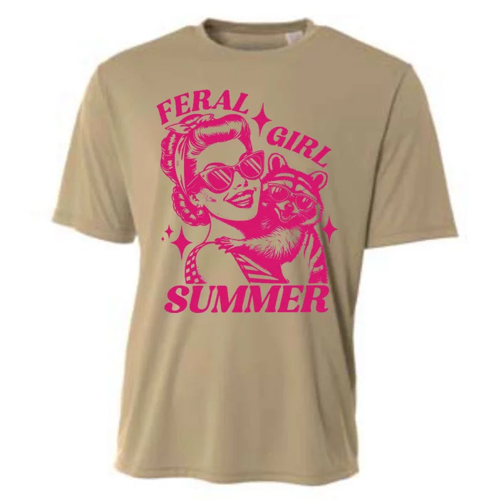 Feral Girl Summer Funny Feral Girl Summer Cooling Performance Crew T-Shirt