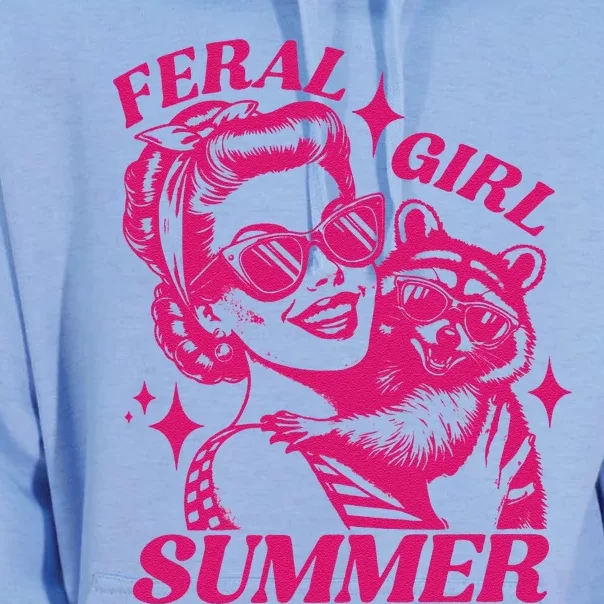 Feral Girl Summer Funny Feral Girl Summer Unisex Surf Hoodie