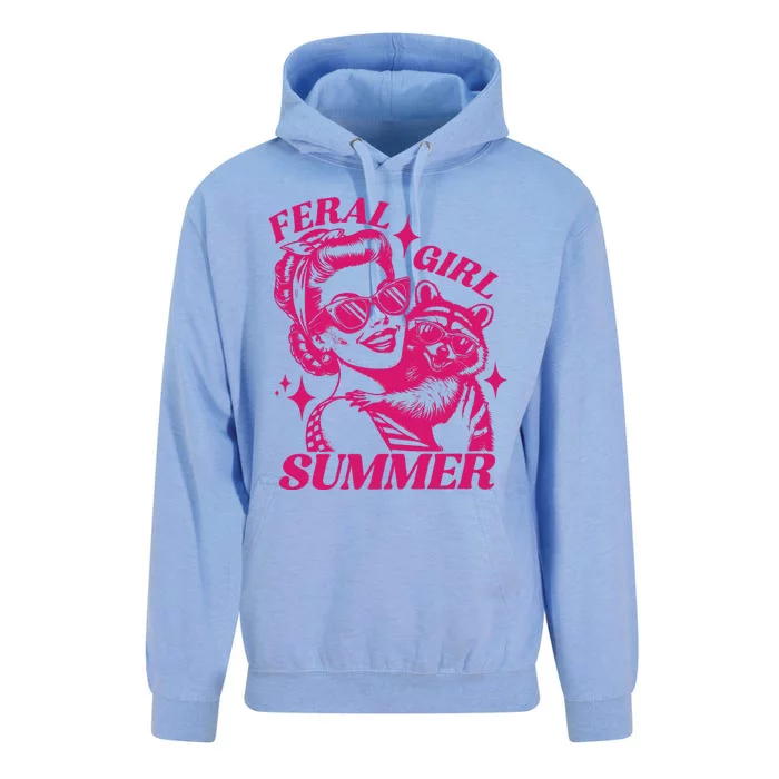 Feral Girl Summer Funny Feral Girl Summer Unisex Surf Hoodie