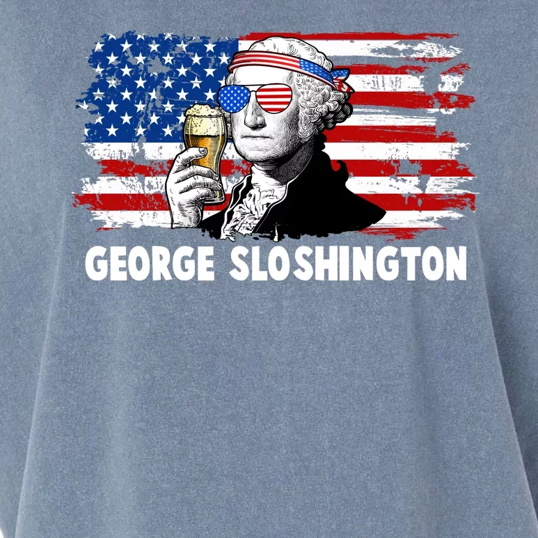 Funny George Sloshington USA American Flag Garment-Dyed Women's Muscle Tee