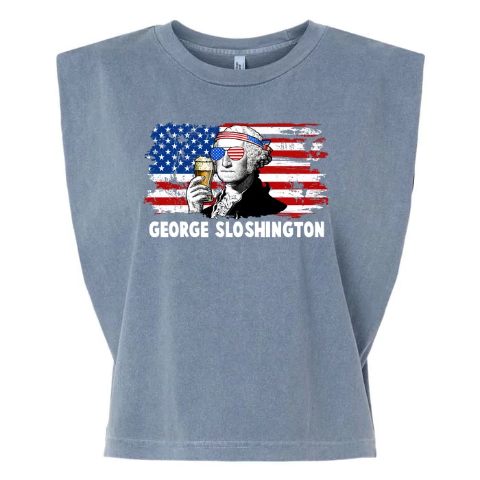 Funny George Sloshington USA American Flag Garment-Dyed Women's Muscle Tee