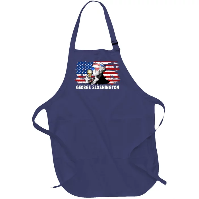 Funny George Sloshington USA American Flag Full-Length Apron With Pocket