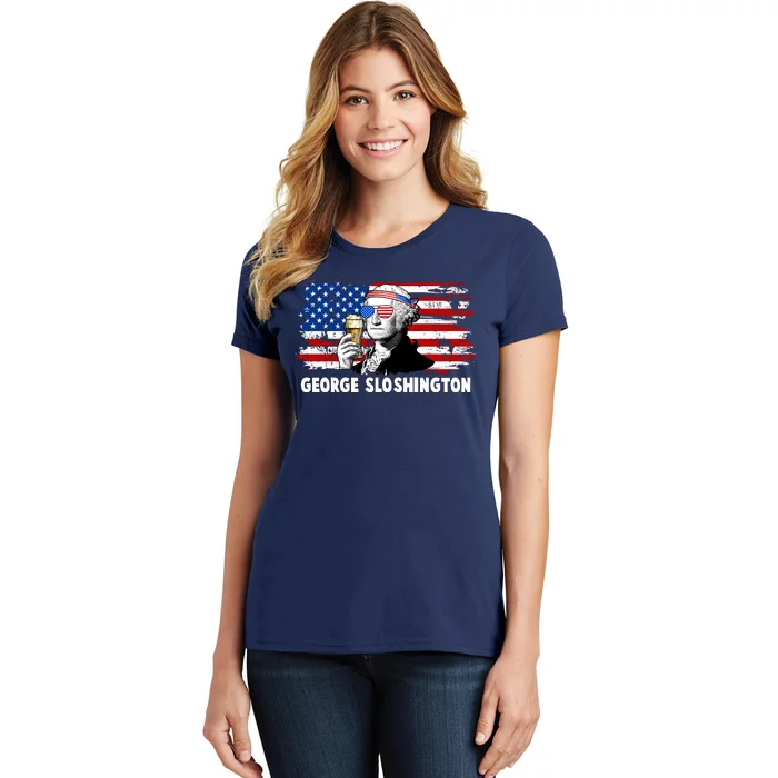 Funny George Sloshington USA American Flag Women's T-Shirt