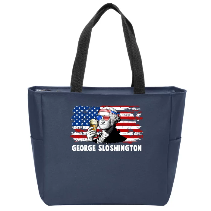 Funny George Sloshington USA American Flag Zip Tote Bag