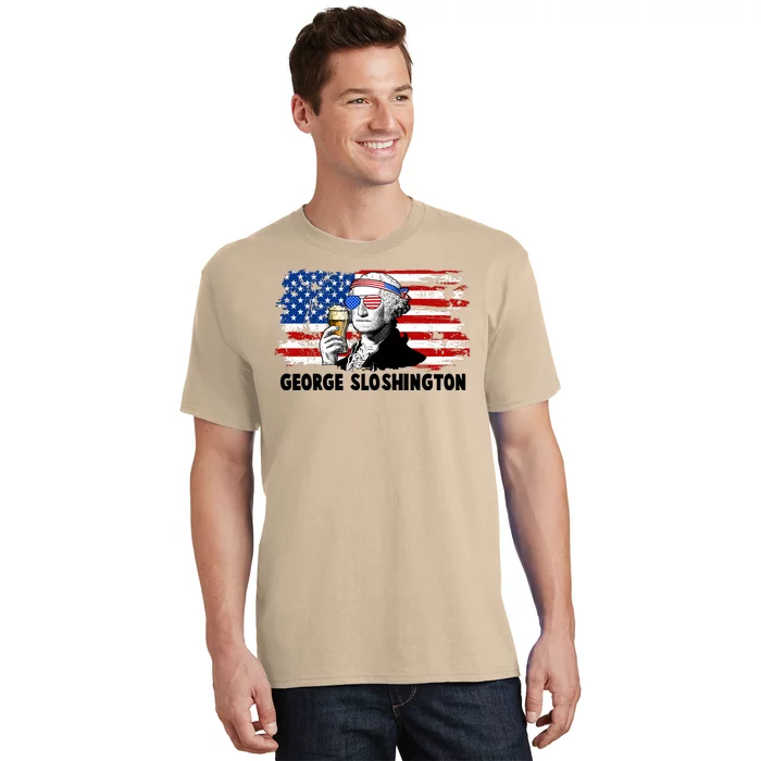 Funny George Sloshington USA American Flag T-Shirt