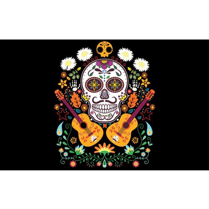 Flower Guitar Skull Day Of The Dead Gifts Mariachi Bumper Sticker