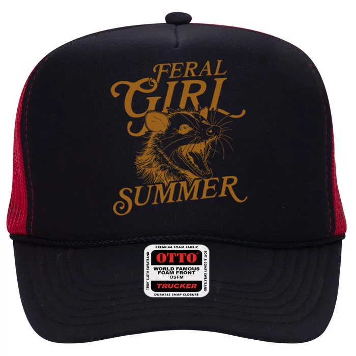 Feral Girl Summer Funny High Crown Mesh Trucker Hat