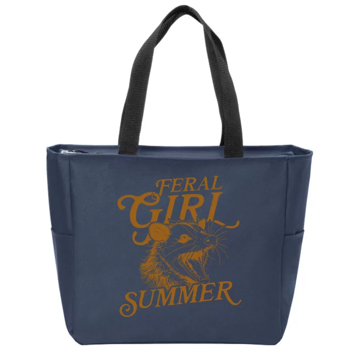 Feral Girl Summer Funny Zip Tote Bag