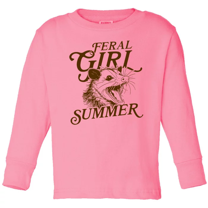 Feral Girl Summer Funny Toddler Long Sleeve Shirt