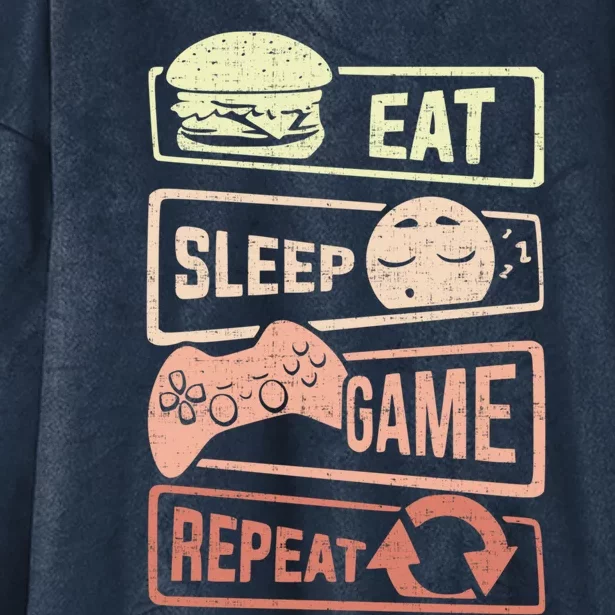 Funny Gaming S For Teen Eat Sleep Game Repeat Meaningful Gift Hooded Wearable Blanket