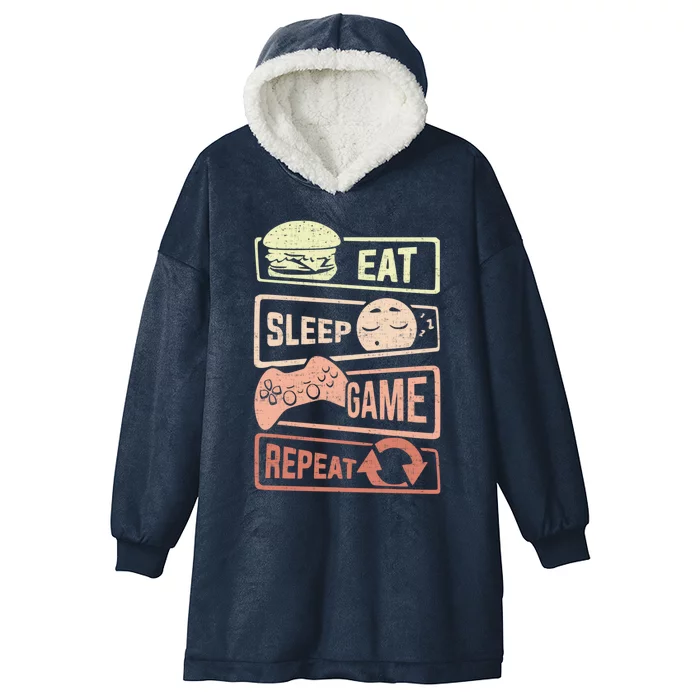 Funny Gaming S For Teen Eat Sleep Game Repeat Meaningful Gift Hooded Wearable Blanket