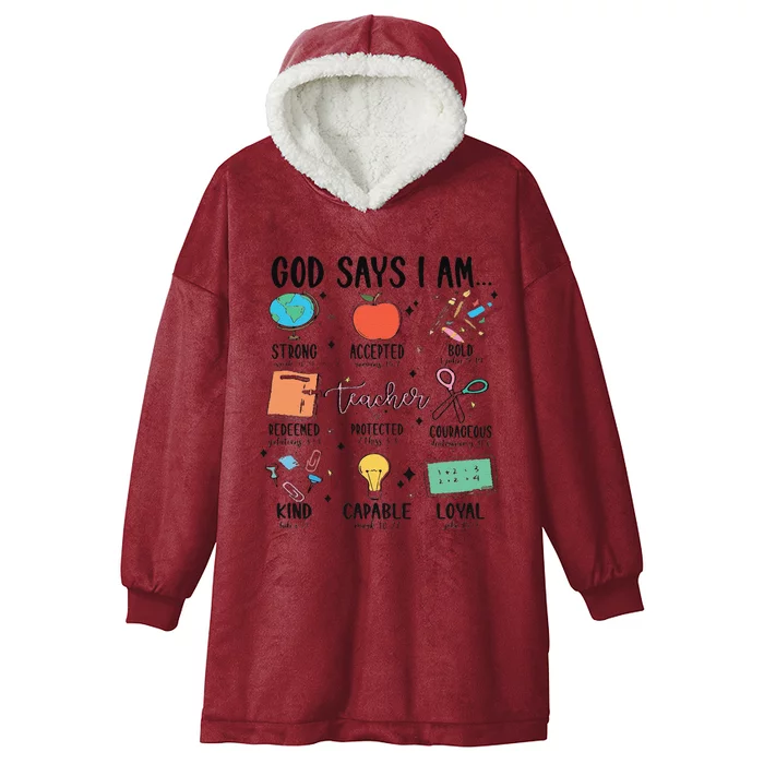 Funny God Says I Am Teacher Bible Verse Christian Teacher Teacher God Says Hooded Wearable Blanket