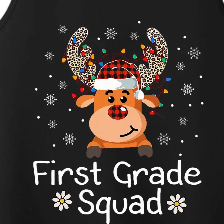 First Grade Squad Reindeer Teacher Christmas 1st Grade Performance Tank