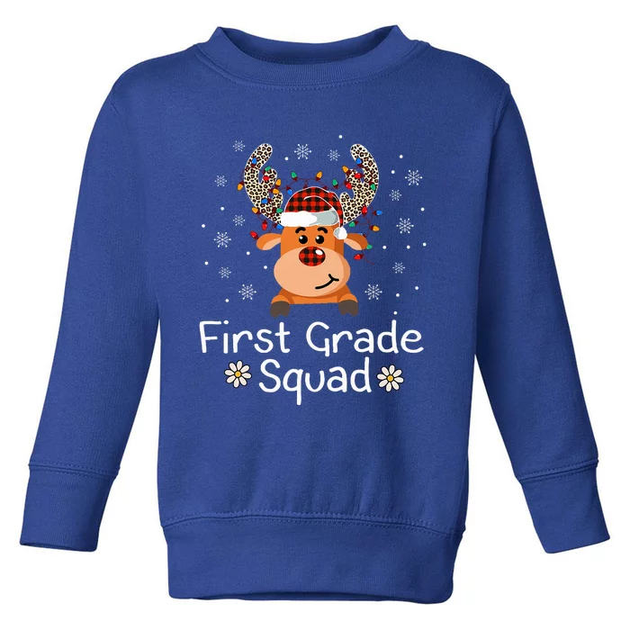 First Grade Squad Reindeer Teacher Christmas 1st Grade Toddler Sweatshirt