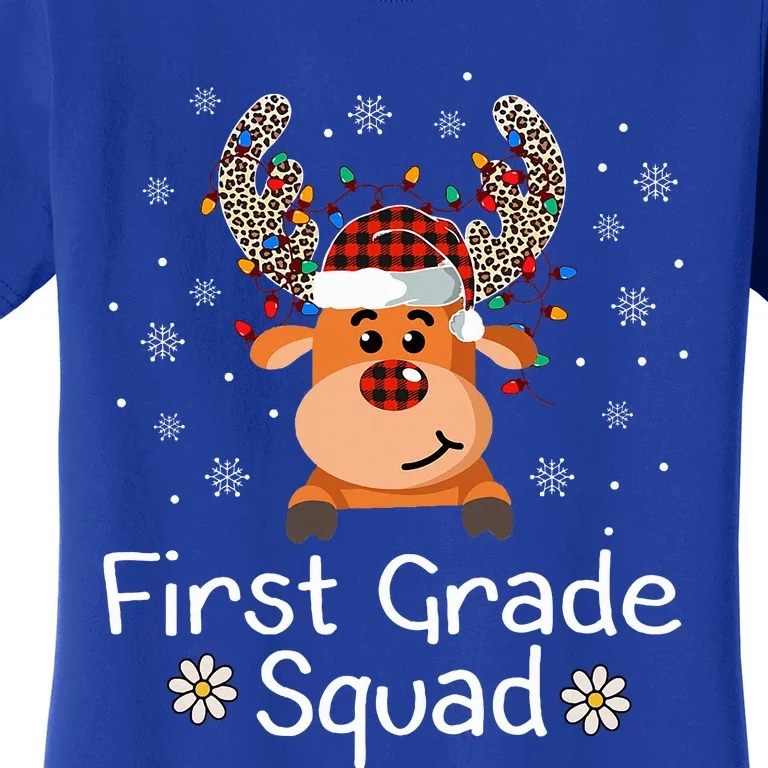 First Grade Squad Reindeer Teacher Christmas 1st Grade Women's T-Shirt