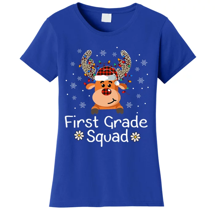 First Grade Squad Reindeer Teacher Christmas 1st Grade Women's T-Shirt