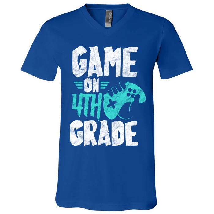 Fourth Grade Student Game On 4Th Grade Funny Back To School Great Gift V-Neck T-Shirt