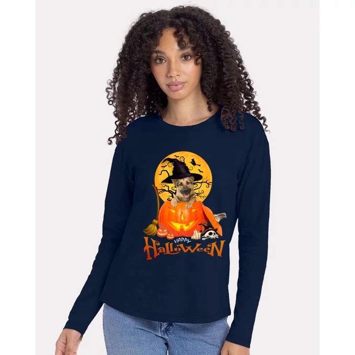 Funny German Shepherd Dog Dog Spooky Halloween Womens Cotton Relaxed Long Sleeve T-Shirt