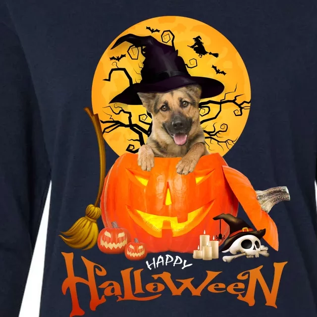 Funny German Shepherd Dog Dog Spooky Halloween Womens Cotton Relaxed Long Sleeve T-Shirt