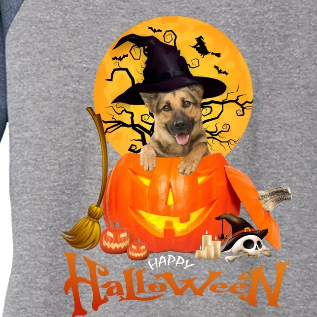 Funny German Shepherd Dog Dog Spooky Halloween Women's Tri-Blend 3/4-Sleeve Raglan Shirt