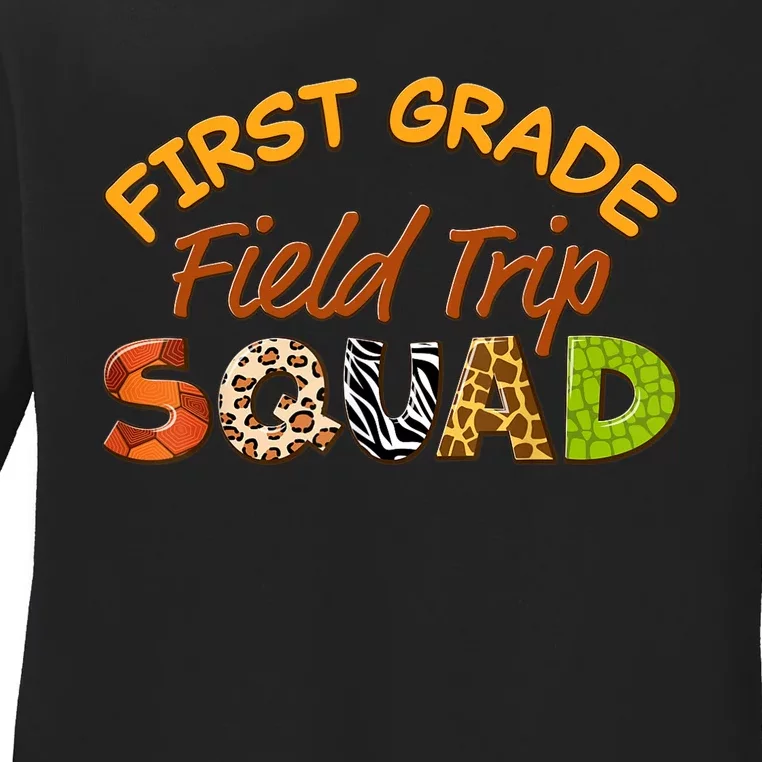 First Grade Students School Zoo Field Trip Squad Matching Ladies Long Sleeve Shirt