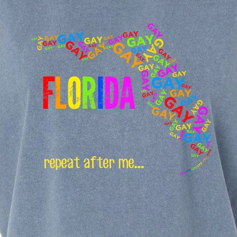 Florida Gay Say Gay Repeat After Me Lgbtq Gay Rights Garment-Dyed Women's Muscle Tee