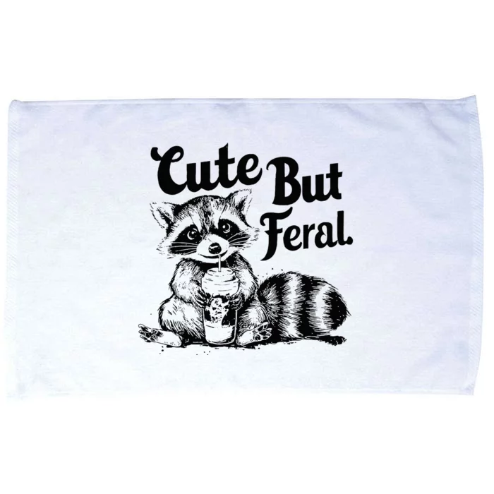 Feral Girl Summer Funny Meme Cute But Feral Raccoon Vacation Microfiber Hand Towel